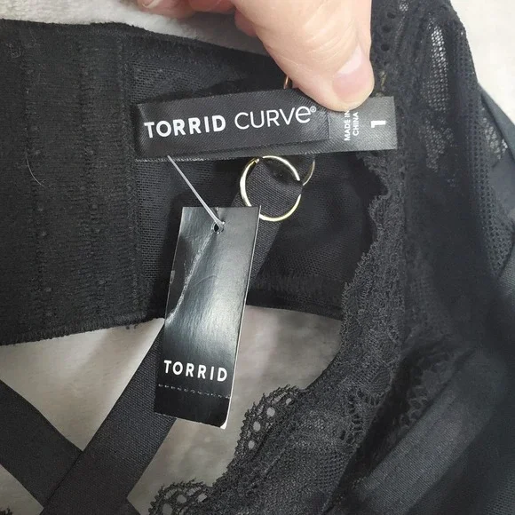 Torrid Curve Black Lace Bodysuit Lingerie Size 1X VNeck Underwire Rings  NWT - Picture 5 of 8